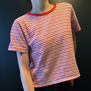 Liz&Co red and white striped crop top kidcore